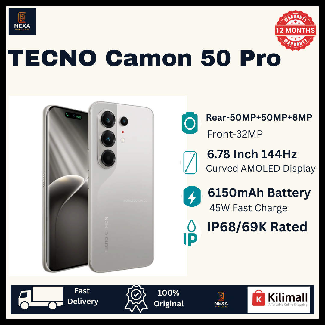 [Tech Week🔥🔥] TECNO Camon 50 Pro 256GB+16(8+8)GB Dual SIM 6.78" 144Hz Curved AMOLED Display (50+50+8)MP Camera 6150mAh Battery 45W Fast Charging Under-Display Fingerprint Smart AI Smartphone