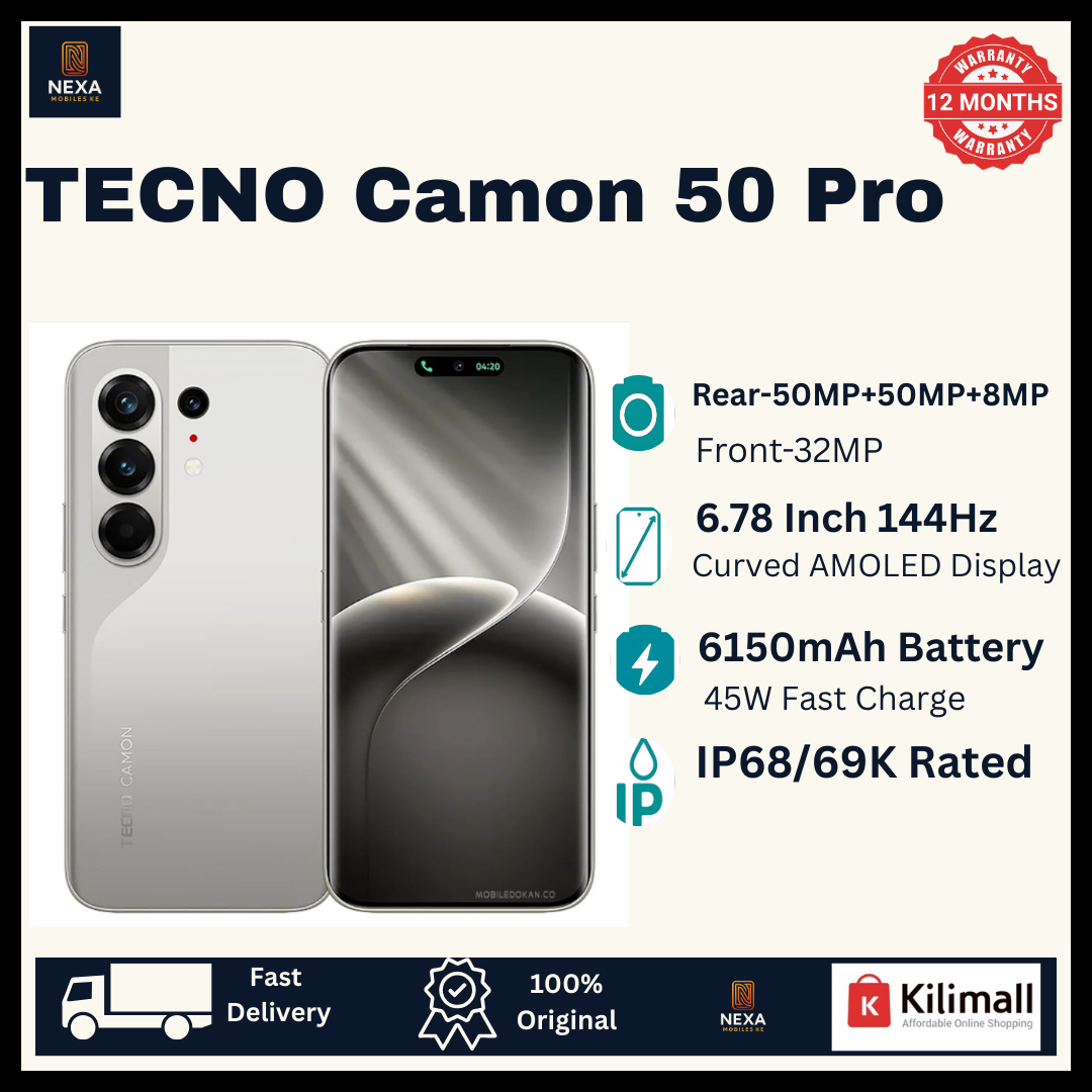[Tech Week🔥🔥] TECNO Camon 50 Pro 256GB+16(8+8)GB Dual SIM 6.78" 144Hz Curved AMOLED Display (50+50+8)MP Camera 6150mAh Battery 45W Fast Charging Under-Display Fingerprint Smart AI Smartphone