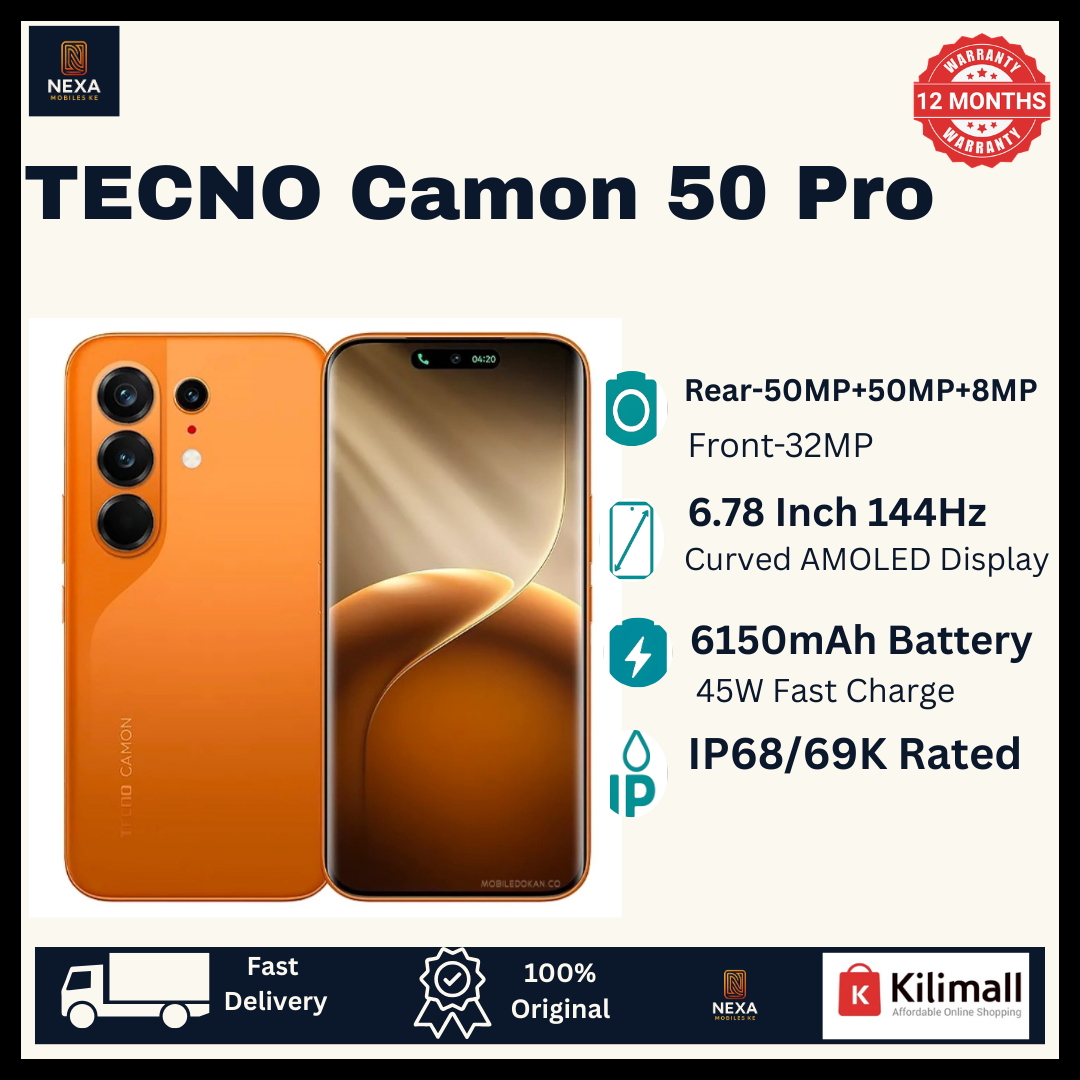 [Tech Week🔥🔥] TECNO Camon 50 Pro 256GB+16(8+8)GB Dual SIM 6.78" 144Hz Curved AMOLED Display (50+50+8)MP Camera 6150mAh Battery 45W Fast Charging Under-Display Fingerprint Smart AI Smartphone