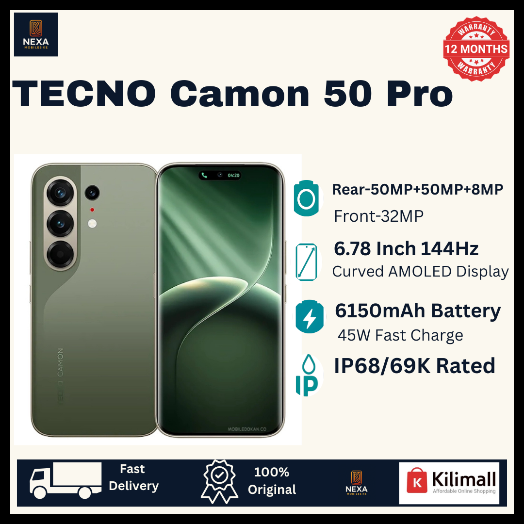 [Tech Week🔥🔥] TECNO Camon 50 Pro 256GB+16(8+8)GB Dual SIM 6.78" 144Hz Curved AMOLED Display (50+50+8)MP Camera 6150mAh Battery 45W Fast Charging Under-Display Fingerprint Smart AI Smartphone