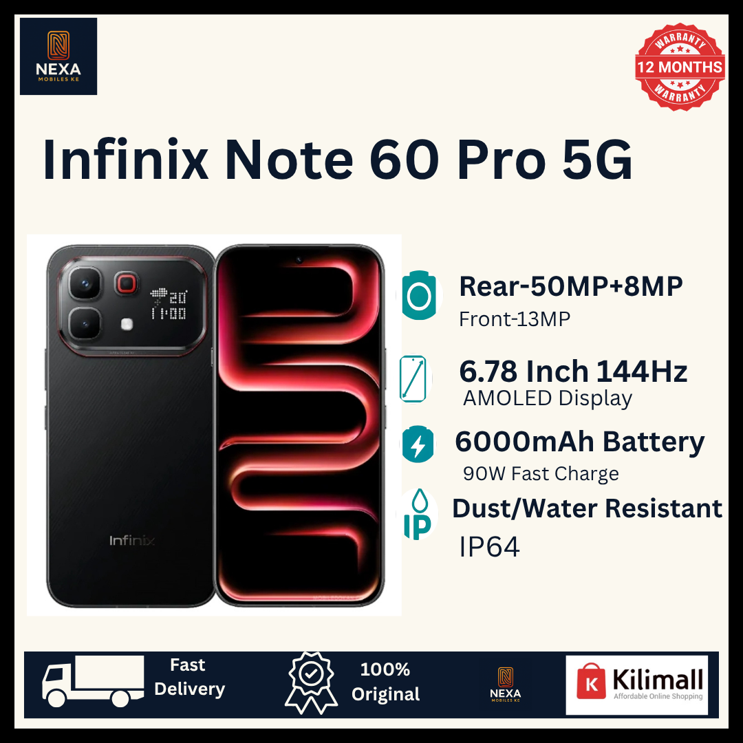 [FREE GIFTS!!!] Infinix Note 60 Pro 5G 256G+16(8+8)GB 6.78" 144Hz AMOLED Display Dual SIM (50+8)MP Camera 6000mAh 90W Wired 30W Wireless UnderDisplay Fingerprint SD 7s Gen 4 Smart AI Smartphone