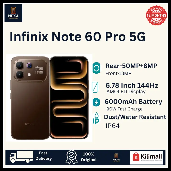 [NEW ARRIVAL!!!] Infinix Note 60 Pro 5G 256G+16(8+8)GB 6.78" 144Hz AMOLED Display Dual SIM (50+8)MP Camera 6000mAh 90W Wired 30W Wireless UnderDisplay Fingerprint SD 7s Gen 4 Smart AI Smartphone