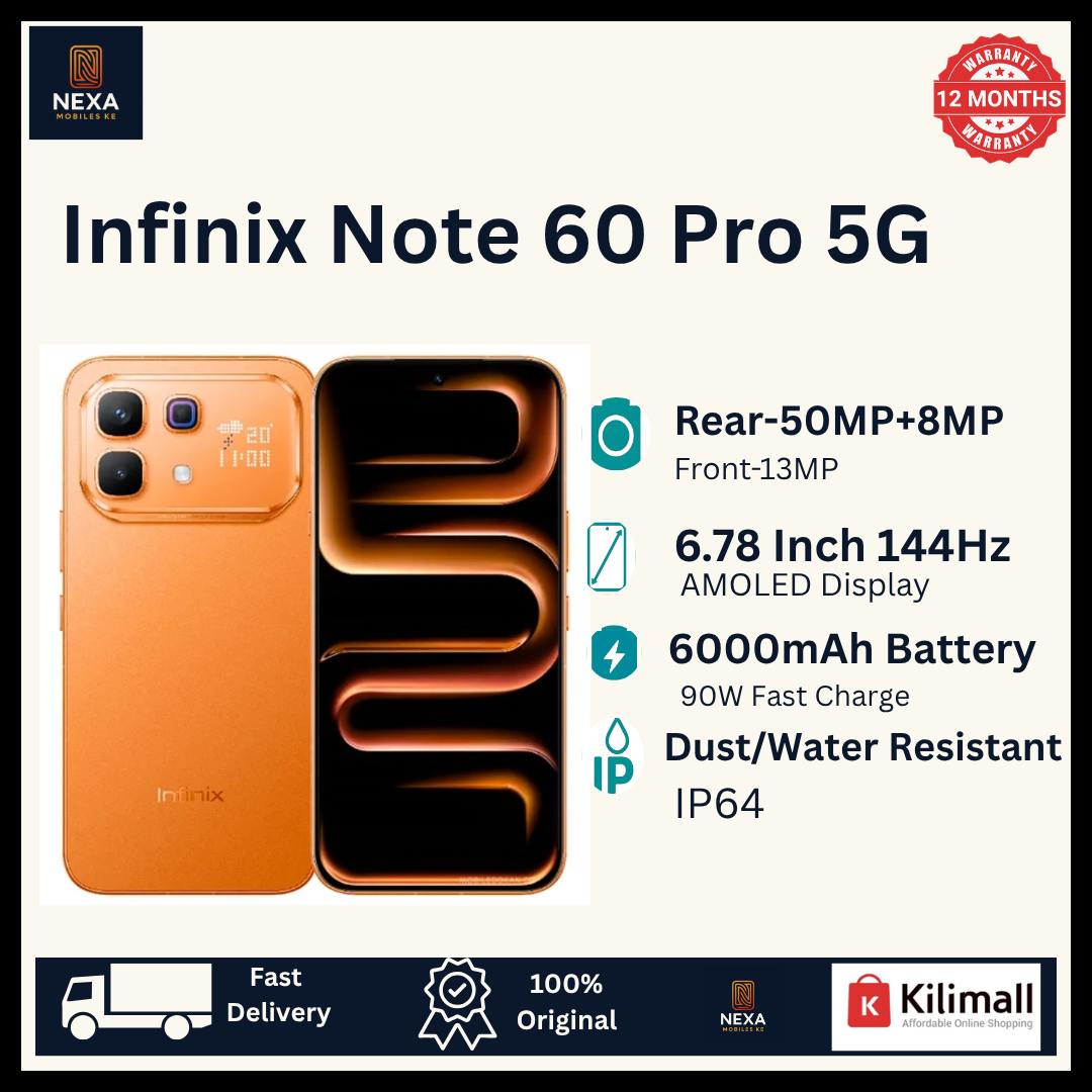 [FREE GIFTS!!!] Infinix Note 60 Pro 5G 256G+16(8+8)GB 6.78" 144Hz AMOLED Display Dual SIM (50+8)MP Camera 6000mAh 90W Wired 30W Wireless UnderDisplay Fingerprint SD 7s Gen 4 Smart AI Smartphone