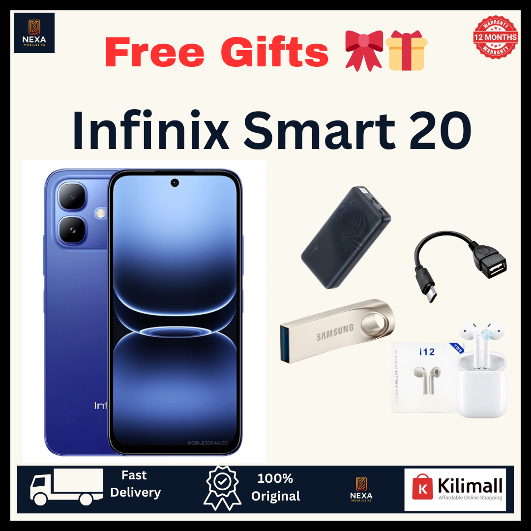 [New Arrival!!!] Infinix Smart 20 128GB+8(4+4)GB 6.78" IPS LCD 120Hz Display Dual SIM 8MP Camera 5200mAh Battery 15W Charging Fingerprint Unlock MTK Helio G81 Ultimate IP64 Rated Android 16 Smartphone