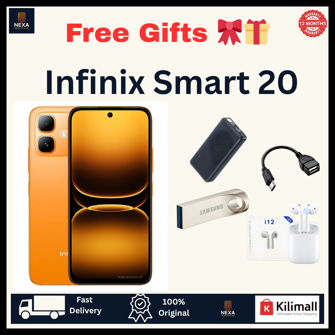 [New Arrival!!!] Infinix Smart 20 128GB+8(4+4)GB 6.78" IPS LCD 120Hz Display Dual SIM 8MP Camera 5200mAh Battery 15W Charging Fingerprint Unlock MTK Helio G81 Ultimate IP64 Rated Android 16 Smartphone