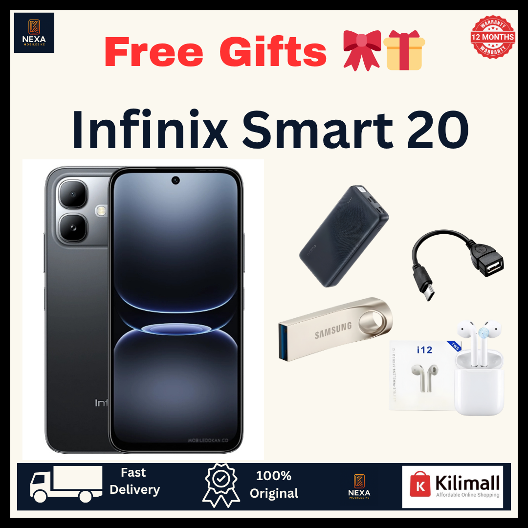 [New Arrival!!!] Infinix Smart 20 128GB+8(4+4)GB 6.78" IPS LCD 120Hz Display Dual SIM 8MP Camera 5200mAh Battery 15W Charging Fingerprint Unlock MTK Helio G81 Ultimate IP64 Rated Android 16 Smartphone