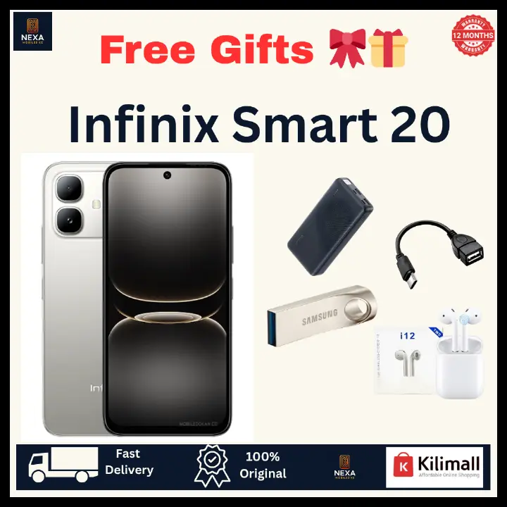 [New Arrival!!!] Infinix Smart 20 128GB+8(4+4)GB 6.78" IPS LCD 120Hz Display Dual SIM 8MP Camera 5200mAh Battery 15W Charging Fingerprint Unlock MTK Helio G81 Ultimate IP64 Rated Android 16 Smartphone