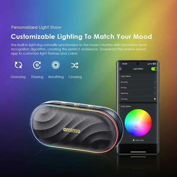 [Exclusive Online Offer] Oraimo SpaceBox (OBS-382) compact, 8W portable Bluetooth speaker, battery 1800mAh,Bluetooth, TF Card (MicroSD), and FM Radio, Type C Charging, Crystal-Clear Calls