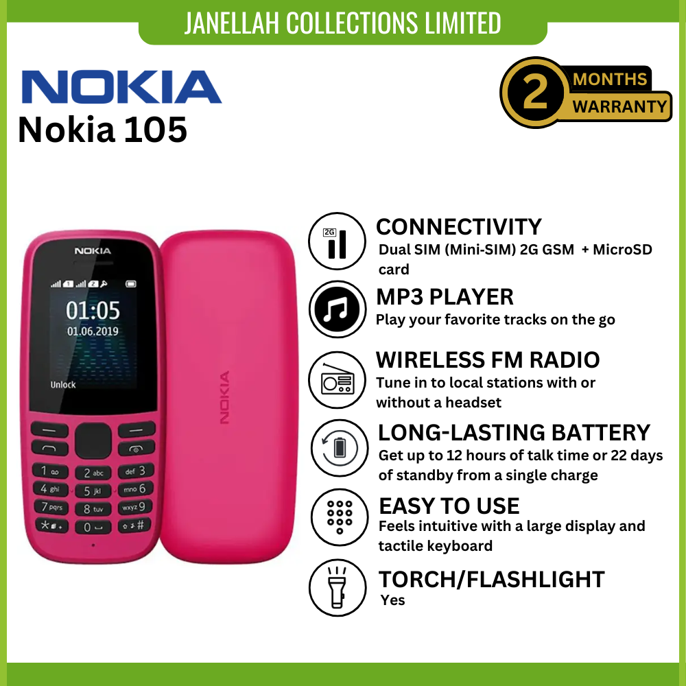 [Exclusive Online Offer] Nokia 105 feature/basic phone, Battery King 1000mAh,Digital Detox, Emergency Backup, Large, separated buttons make it a favorite for seniors or for use while wearing gloves.