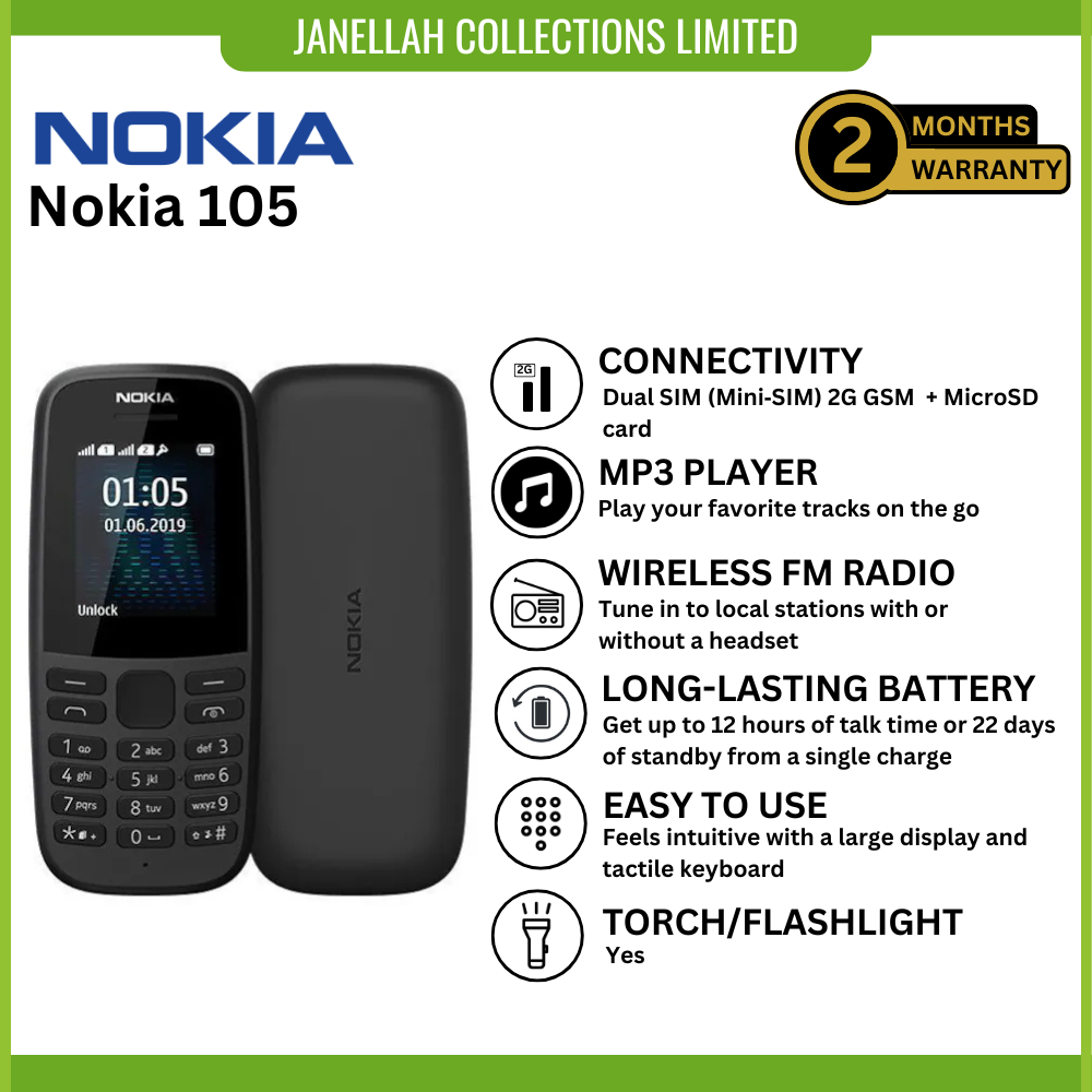 [Exclusive Online Offer] Nokia 105 feature/basic phone, Battery King 1000mAh,Digital Detox, Emergency Backup, Large, separated buttons make it a favorite for seniors or for use while wearing gloves.