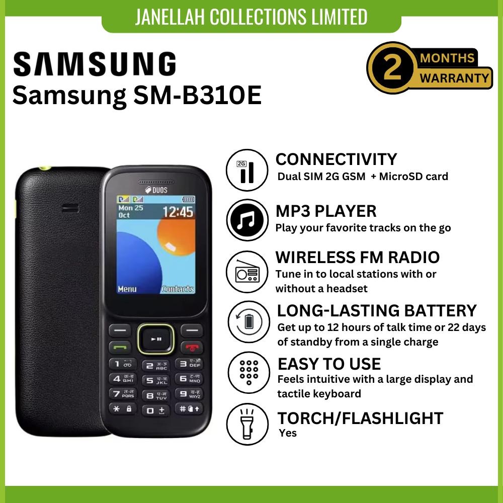 [Exclusive Online Offer] Samsung SM-B310E,Samsung Guru Music 2 Feature/Basic phone, Dedicated Music Buttons:Expandable Storage, Built-in Torch, FM Radio with Recording,800 mAh Li-Ion (Removable)