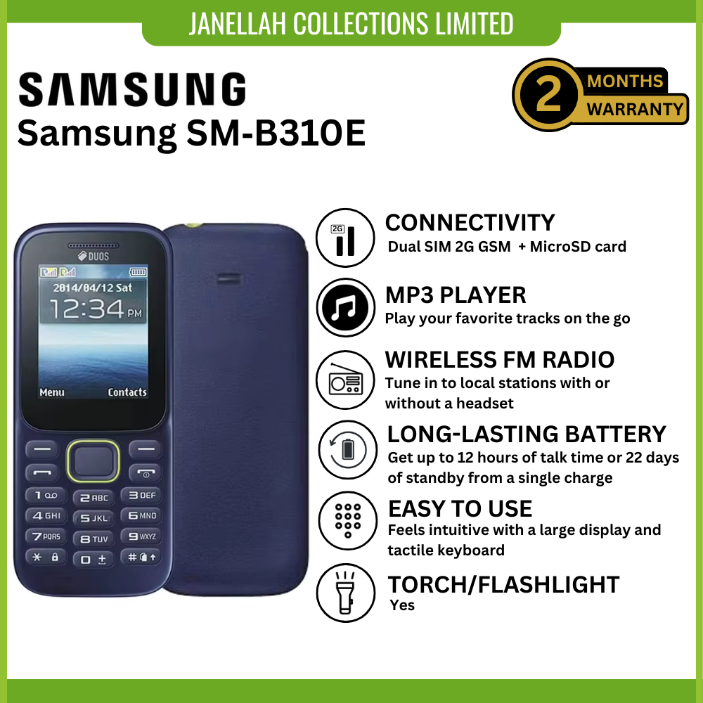 [Exclusive Online Offer] Samsung SM-B310E,Samsung Guru Music 2 Feature/Basic phone, Dedicated Music Buttons:Expandable Storage, Built-in Torch, FM Radio with Recording,800 mAh Li-Ion (Removable)