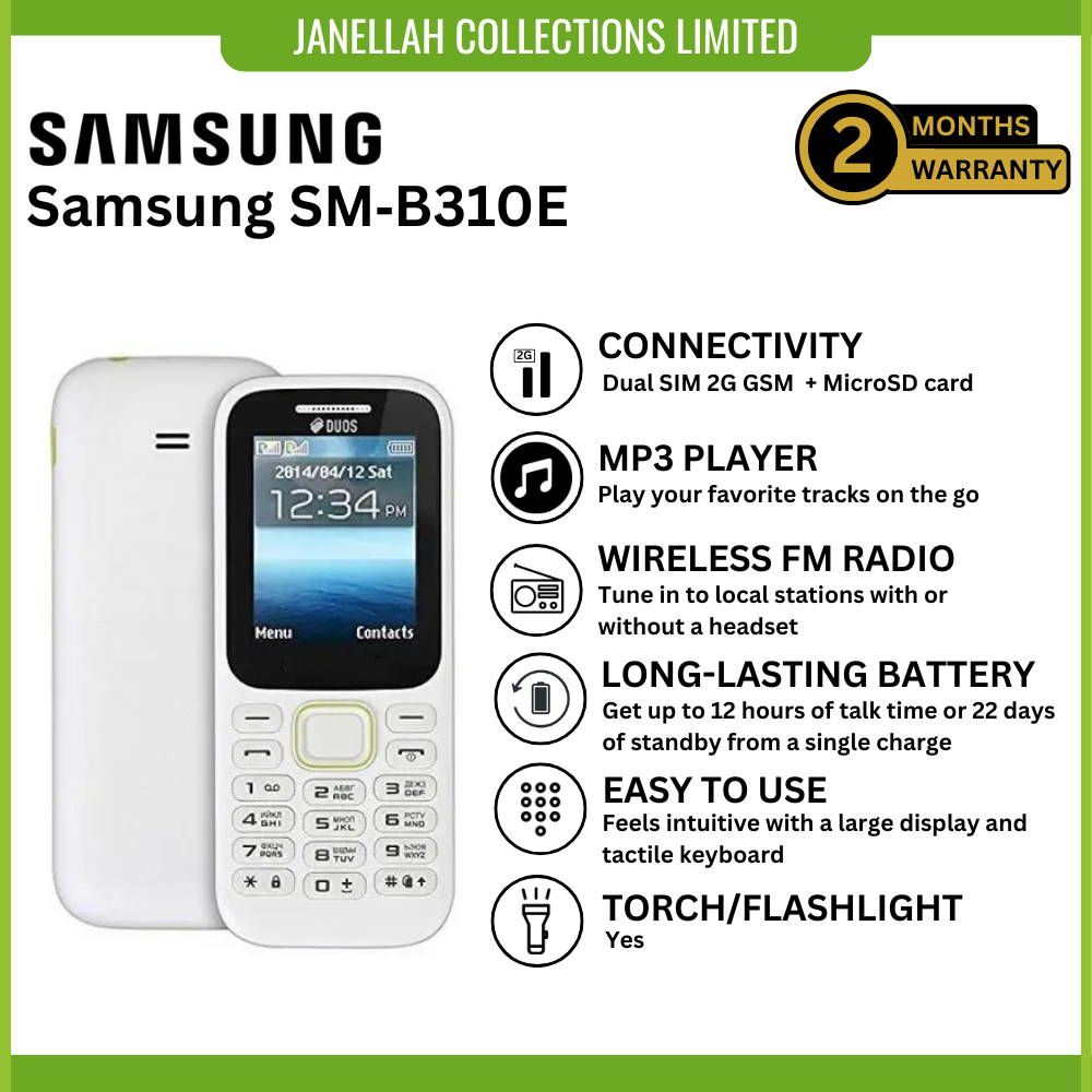 [Exclusive Online Offer] Samsung SM-B310E,Samsung Guru Music 2 Feature/Basic phone, Dedicated Music Buttons:Expandable Storage, Built-in Torch, FM Radio with Recording,800 mAh Li-Ion (Removable)