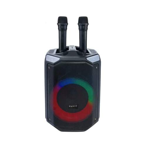 [Exclusive Online Offer] Havit SQ143BT Audio series- Trolley speaker, Dual Wireless Microphones, Trolley Design, True Wireless Stereo (TWS), Lighting Effects, Outdoor events and karaoke