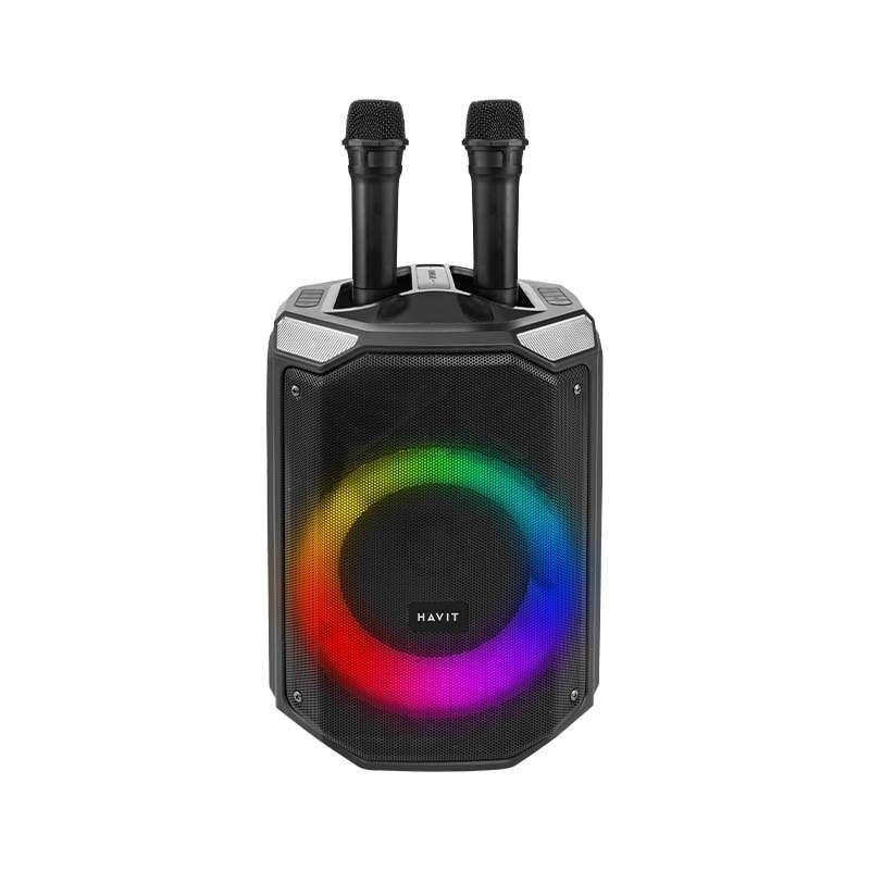 [Exclusive Online Offer] Havit SQ143BT Audio series- Trolley speaker, Dual Wireless Microphones, Trolley Design, True Wireless Stereo (TWS), Lighting Effects, Outdoor events and karaoke