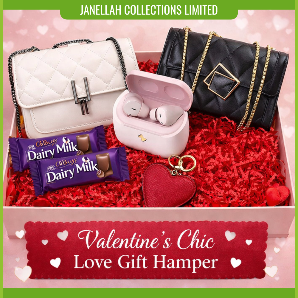 [Valentine's Gift Hamper] Valentine’s Chic Love Gift Hamper –  2 Stylish Waterproof Bags, Oraimo Smart Watch 5 Lite (OSW-804), Audio Series TWS Earbuds (TW982), Xiaomi 10000mAh Power Bank & Chocolates