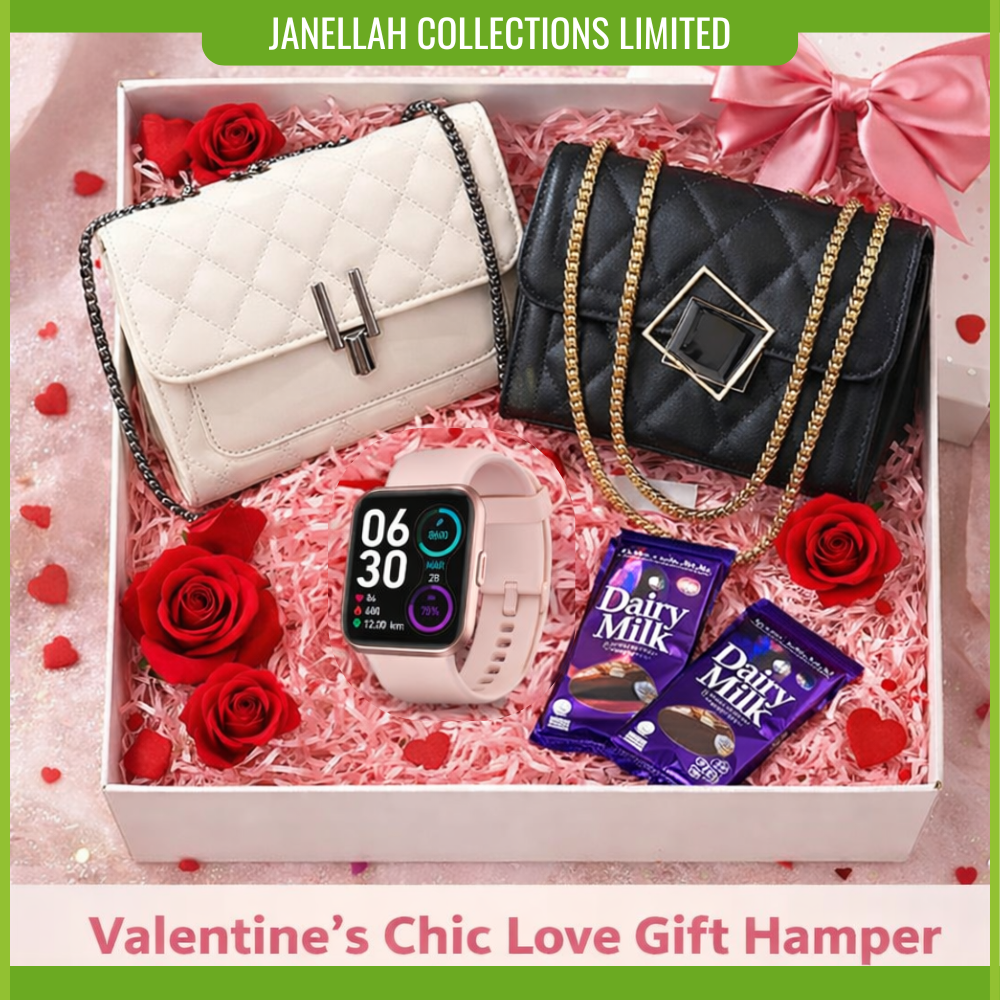 [Valentine's Gift Hamper] Valentine’s Chic Love Gift Hamper –  2 Stylish Waterproof Bags, Oraimo Smart Watch 5 Lite (OSW-804), Audio Series TWS Earbuds (TW982), Xiaomi 10000mAh Power Bank & Chocolates