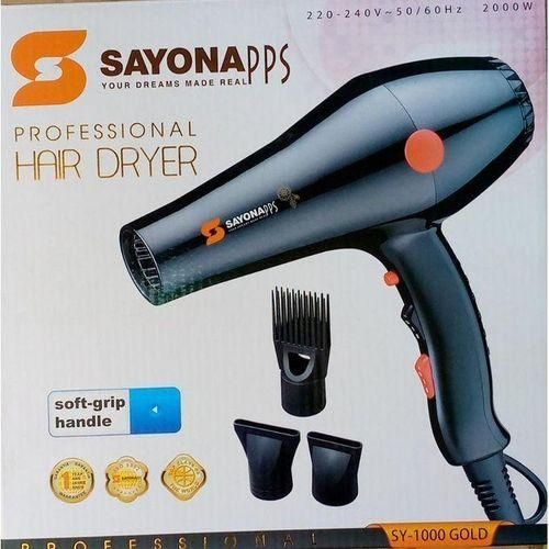 Sayona Best Price Professional Hair Blow-dry Sy-1000 ( Best For Commercial Use)KEY FEATURES

Power: 2000 Watts

2 Speeds and 3 Heat Settings

Soft Grip Handle

Hanging Loop for Easy Storage

Power sou