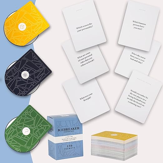 PREMIUM 150 Sheets Ice Breaker Cards, Question Card Game to Build Your Relationship, Conversation Cards for Friends, Couples, Family, Group, Party