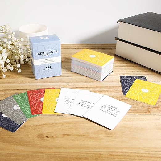 PREMIUM 150 Sheets Ice Breaker Cards, Question Card Game to Build Your Relationship, Conversation Cards for Friends, Couples, Family, Group, Party