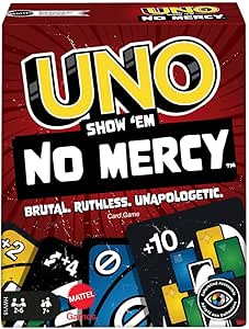 premium Uno Show Em No Mercy Card Game, Adults & Family Parties and Travel With Extra Cards, Special Rules and Tougher Penalties