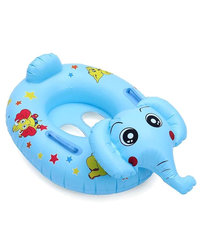 FUN Floater Animal Shape Inflatable Kiddie Swim Pool Water Float Ring Tube with Handles Boat for Kids Sitting Rider for 0-3 Years Babies