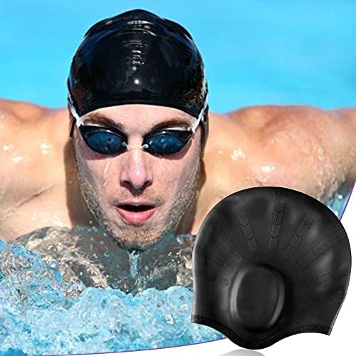 PREMIUM Silicone Swim Cap Long Hair Swim Cap with Ear Cover Waterproof Elastic Swimming Cap Non-Slip Swimming Pool Cap Unisex Bathing Cap for Men and Women