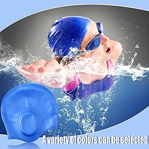 PREMIUM Silicone Swim Cap Long Hair Swim Cap with Ear Cover Waterproof Elastic Swimming Cap Non-Slip Swimming Pool Cap Unisex Bathing Cap for Men and Women