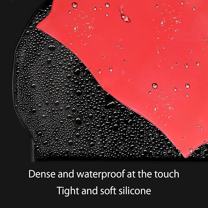 PREMIUM Silicone Swim Cap Long Hair Swim Cap with Ear Cover Waterproof Elastic Swimming Cap Non-Slip Swimming Pool Cap Unisex Bathing Cap for Men and Women