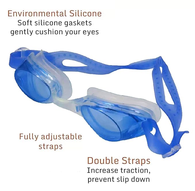 SPORTY Swimming Goggles No Leaking Anti Fog with FREE Protection Case - For Men, Women, Boys, Girls, Youth Kids Child - Triathlon Goggle - Indoor/Outdoor Swimming - Easy Adjust
