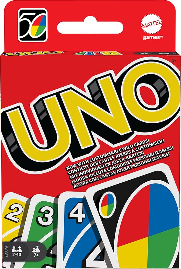 CLASSIC UNO Colour & Number Matching Card Game - 112 Cards - Customizable & Erasable Wild - Special Action Cards Included - Gift for Kids 7+