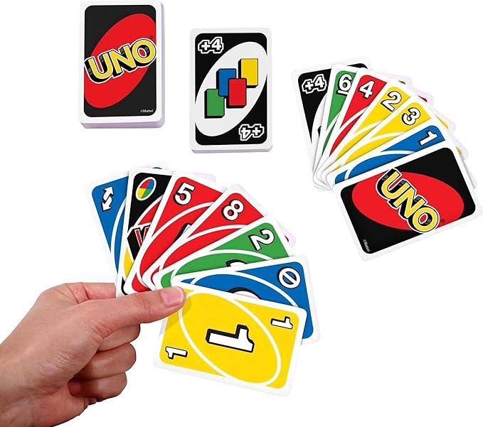 CLASSIC UNO Colour & Number Matching Card Game - 112 Cards - Customizable & Erasable Wild - Special Action Cards Included - Gift for Kids 7+
