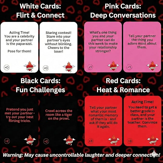 ROMANTIC Risky Couples Couples Card Games for Date Night: 150 Questions & Challenges for Your Partner | Romantic Card Game for Anniversary, Valentines, Birthday, or Bridal Party