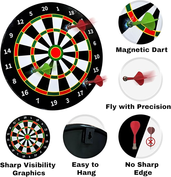 PREMIUM Magnetic Dart Board Game – Magnetic Darts Boys Toys Gifts Indoor Outdoor Games for Family and Friends – Safe Dart Game Set for All Ages With 6 Darts