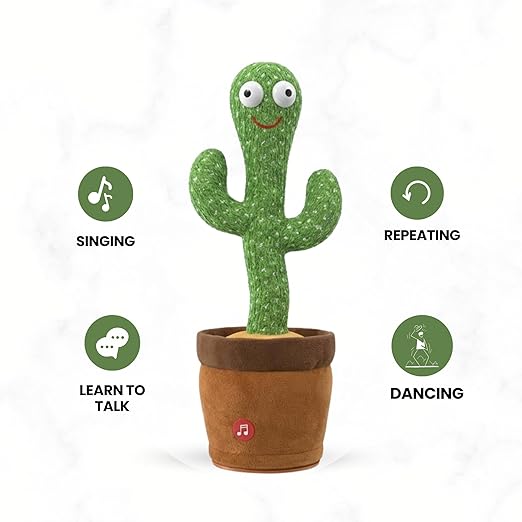 INNOVATIVE Dancing Cactus Toy - Musical Talking Repeating Toy for Kids | Educational Interactive Plush Toy for Boys & Girls