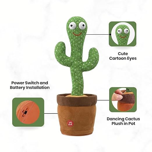 INNOVATIVE Dancing Cactus Toy - Musical Talking Repeating Toy for Kids | Educational Interactive Plush Toy for Boys & Girls