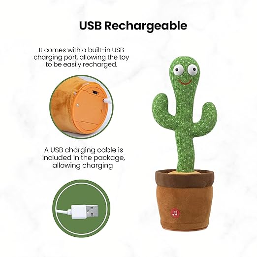 INNOVATIVE Dancing Cactus Toy - Musical Talking Repeating Toy for Kids | Educational Interactive Plush Toy for Boys & Girls