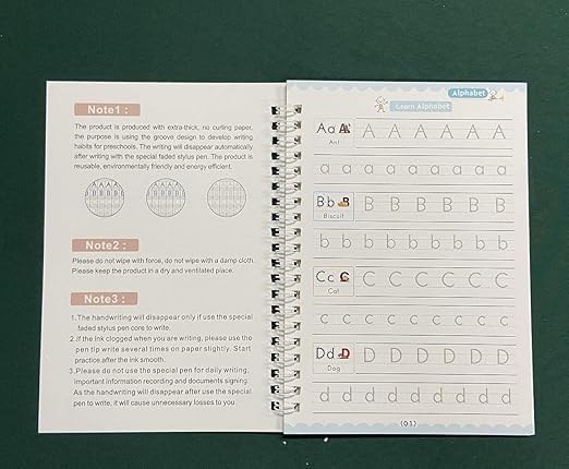 PREMIUM 4Pcs Sank Magic Books for Kids (4 Books+ 1 Pen + 10 Refill + 1 Grip) - Sank Magic Practice Copy Book for Kids - Reusable Magical Book - Alphabet Writing Calligraphy Books for Beginners