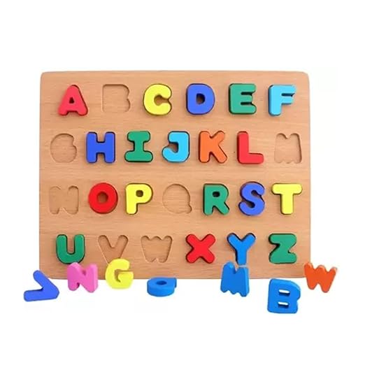 PREMIUM Wooden Capital Alphabet Puzzle for Children - Montessori Educational Learning ABC Letters Puzzle Board Toy, Learning Kit