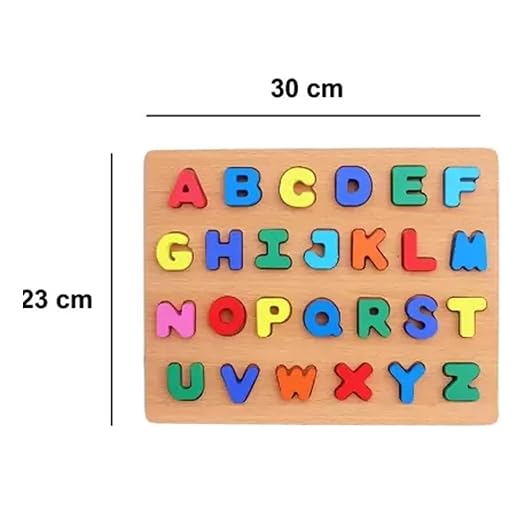 PREMIUM Wooden Capital Alphabet Puzzle for Children - Montessori Educational Learning ABC Letters Puzzle Board Toy, Learning Kit