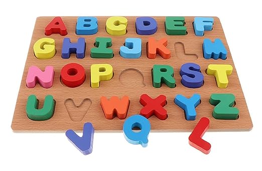 PREMIUM Wooden Capital Alphabet Puzzle for Children - Montessori Educational Learning ABC Letters Puzzle Board Toy, Learning Kit