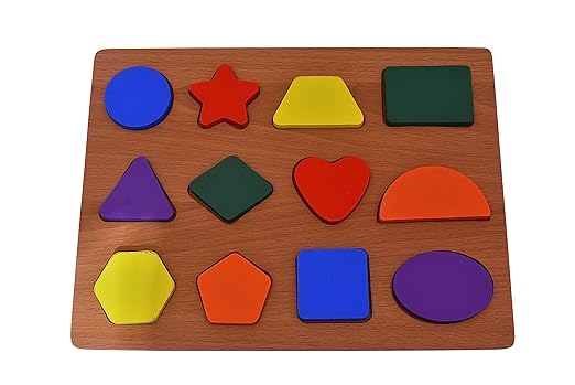 PREMIUM Wooden Shape Puzzles, Bright Color Puzzles for Toddlers 3 Years Old and Up, Preschool Boys & Girls Educational Learning Toys, Sturdy Wooden Construction