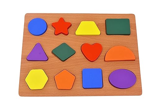 PREMIUM Wooden Shape Puzzles, Bright Color Puzzles for Toddlers 3 Years Old and Up, Preschool Boys & Girls Educational Learning Toys, Sturdy Wooden Construction