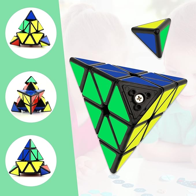 PREMIUM Rubik's Pyramid 3x3 Speed Cube Magic Pyramid Cube Puzzle, 3D Puzzle Magic Cube Triangle Speed Cub