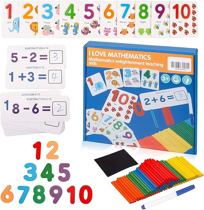 PREMIUM CBC Mathematics Learning Aid Preschool Learning Toys for 3 4 5 Year Olds Girls & Boys,Math Flash Cards Toddler Toys Kindergarten Graduation Gifts for 3 4 5 Year Old Girls & Boys