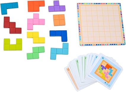EXCITING Colour Puzzles Kids Montessori Wooden Tetris Puzzle Toy Brain Teaser Game Children Dementia Products for Elderly, Tiles Matching Game Activities for Seniors