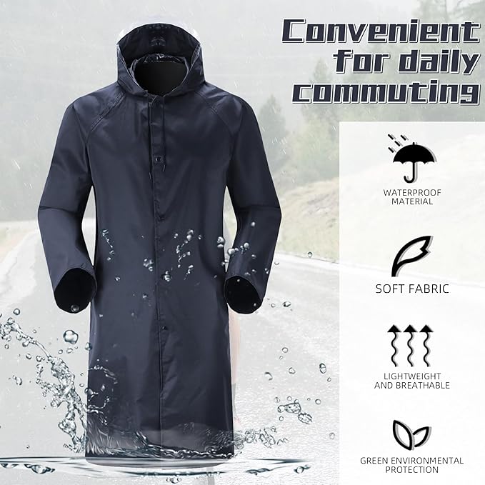 PREMIUM Adult raincoat with cap Unisex Long Raincoat Waterproof Reflective Hiker Rain Poncho with Hood Trekking Fishing Rain Jacket Rainwear