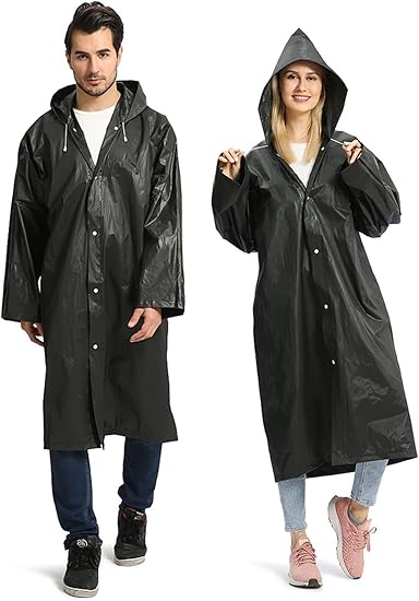PREMIUM Durable Light weight Eva rain coat Mens Womens Waterproof Raincoats Long Jacket EVA Button Hooded Raincoat Coats Poncho Rainwear