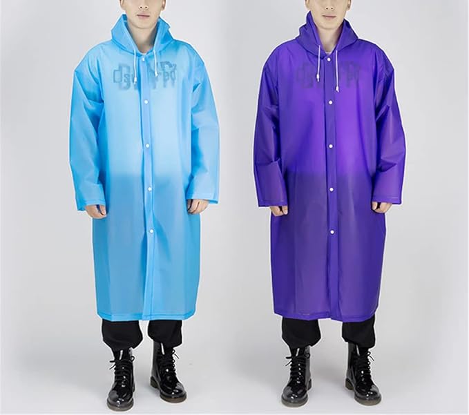 PREMIUM Durable Light weight Eva rain coat Mens Womens Waterproof Raincoats Long Jacket EVA Button Hooded Raincoat Coats Poncho Rainwear