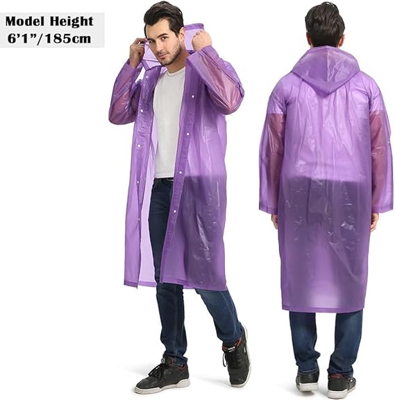 PREMIUM Durable Light weight Eva rain coat Mens Womens Waterproof Raincoats Long Jacket EVA Button Hooded Raincoat Coats Poncho Rainwear